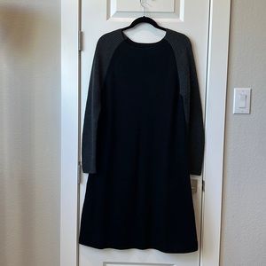 Eileen Fisher Black and Gray Merino Wool Sweater Dress Size S/P